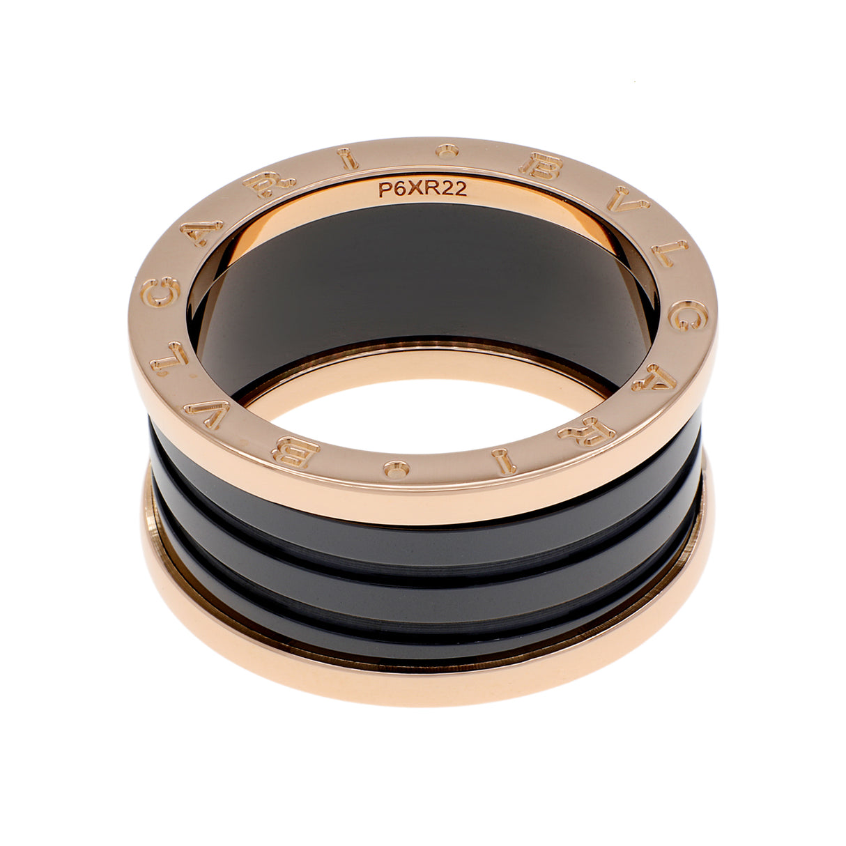 Bulgari 18K Rose Gold Ceramic B.Zero1 Four-Band Ring Designer Jewellery Bulgari