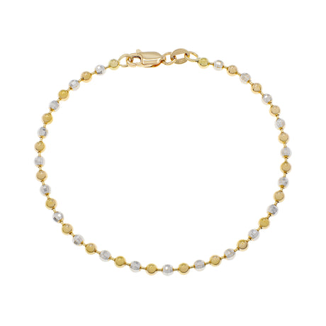 18K Yellow/White Gold Italian Bead Bracelet Fine Jewellery Modaselle