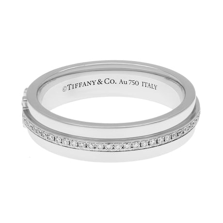 Tiffany & Co. 18K White Gold Diamond Narrow T Ring Designer Jewellery Tiffany and Co