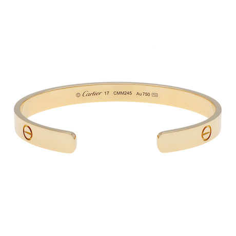 Cartier 18K Yellow Gold Love Cuff Bracelet Designer Jewellery Cartier