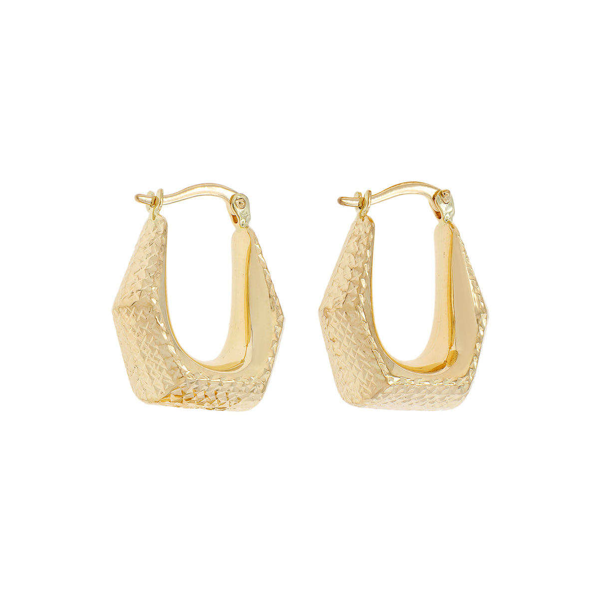 18K Yellow Gold Diamond Cut Bell Hoop Earrings Fine Jewellery Modaselle