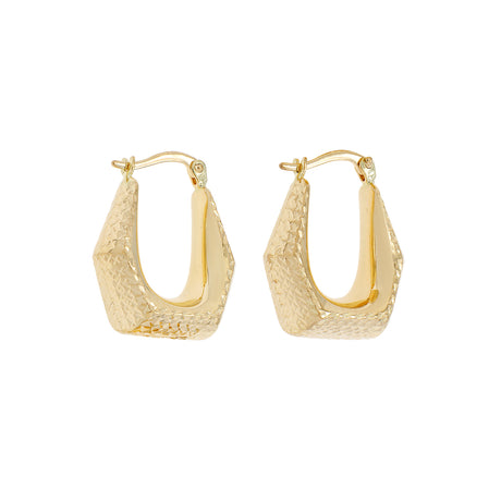 18K Yellow Gold Diamond Cut Bell Hoop Earrings Fine Jewellery Modaselle
