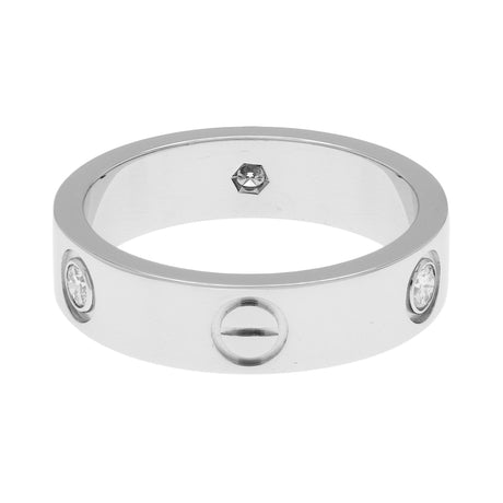 Cartier 18K White Gold 3 Diamond Classic Love Ring Designer Jewellery Cartier