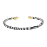 David Yurman Sterling Silver 18K Yellow Gold Diamond 4mm Cable Bracelet Designer Jewellery David Yurman