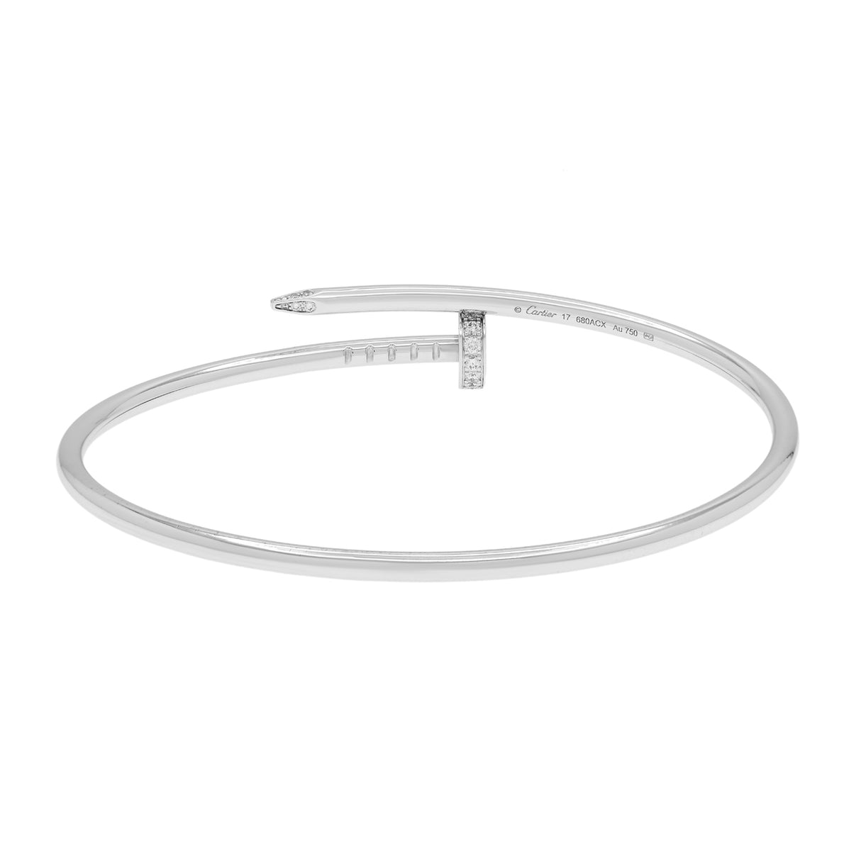 Cartier 18K White Gold Diamond Small Juste Un Clou Bracelet Designer Jewellery Cartier