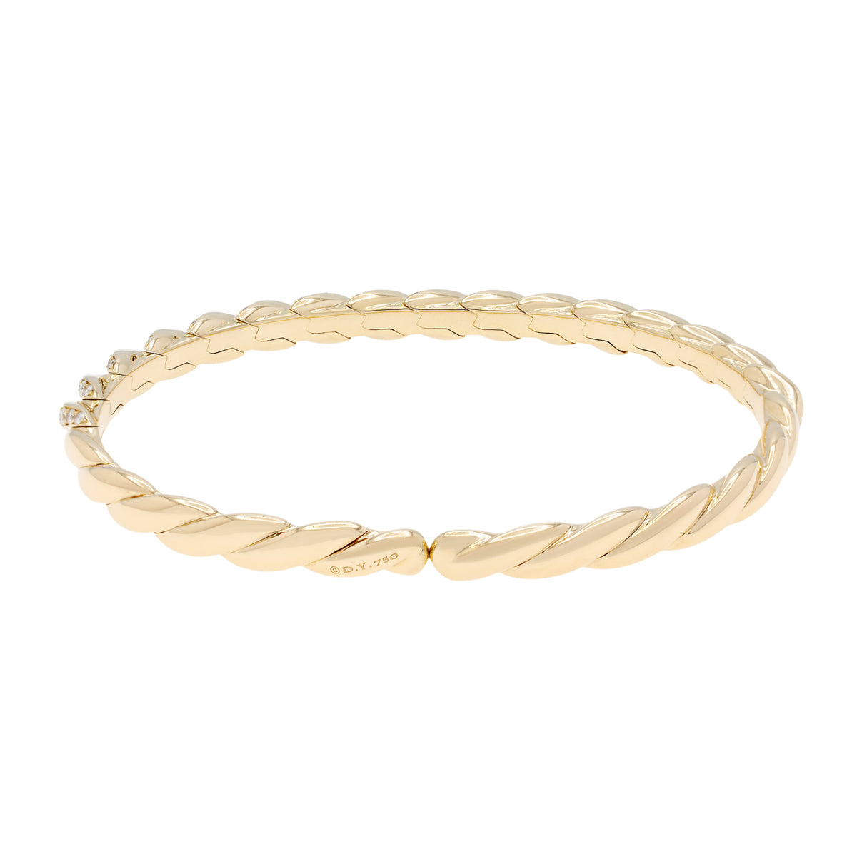 David Yurman 18K Yellow Gold Diamond 5mm Sculpted Cable Flex Bracelet Designer Jewellery David Yurman
