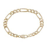 14K Yellow Gold Italian Figaro Bracelet Fine Jewellery Modaselle