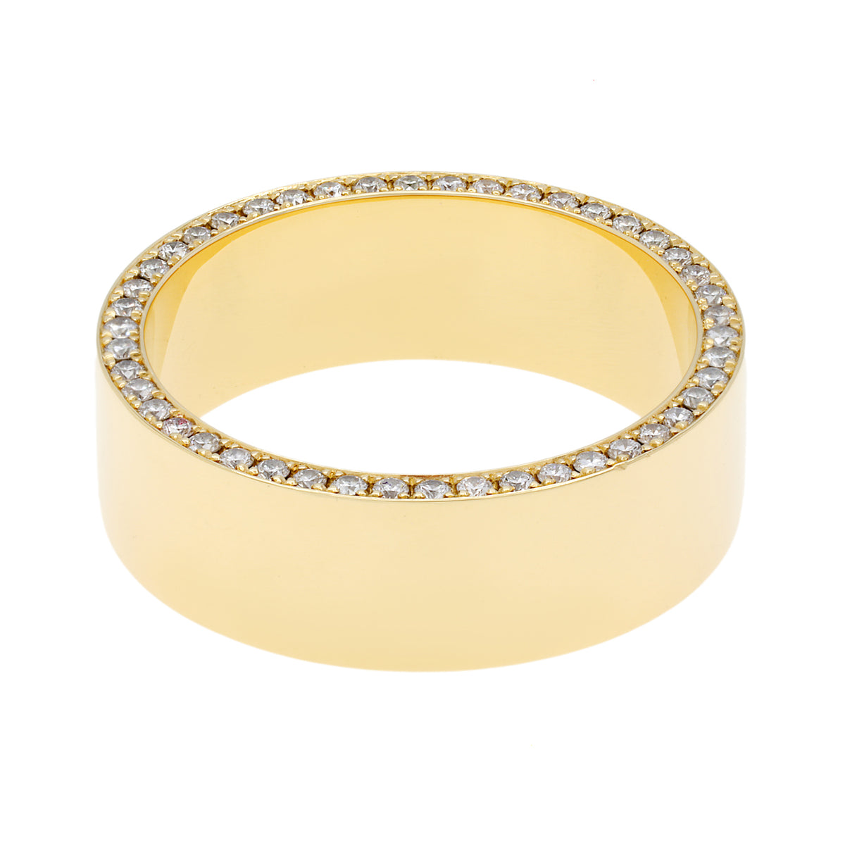 18K Yellow Gold Midas Diamond Pavé Edge Band Ring Fine Jewellery Modaselle