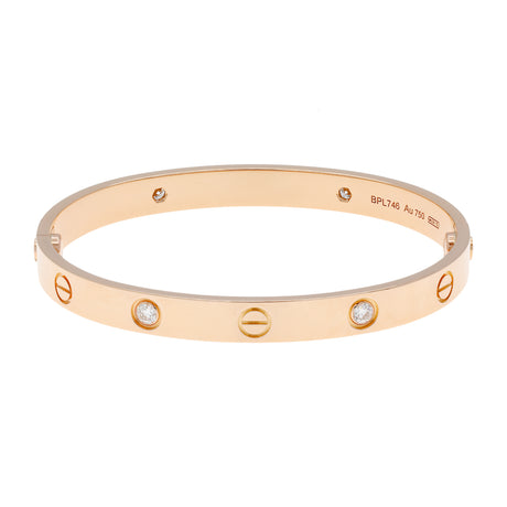 Cartier 18K Rose Gold 4 Diamond Classic Love Bracelet Designer Jewellery Cartier
