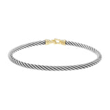 David Yurman Sterling Silver 18K Yellow Gold 3mm Buckle Cable Bracelet Designer Jewellery David Yurman