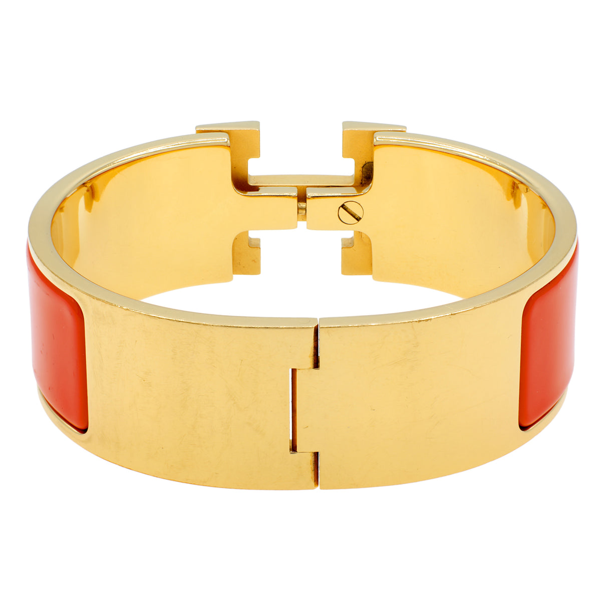 Hermes Orange Enamel Clic Clac H Bracelet