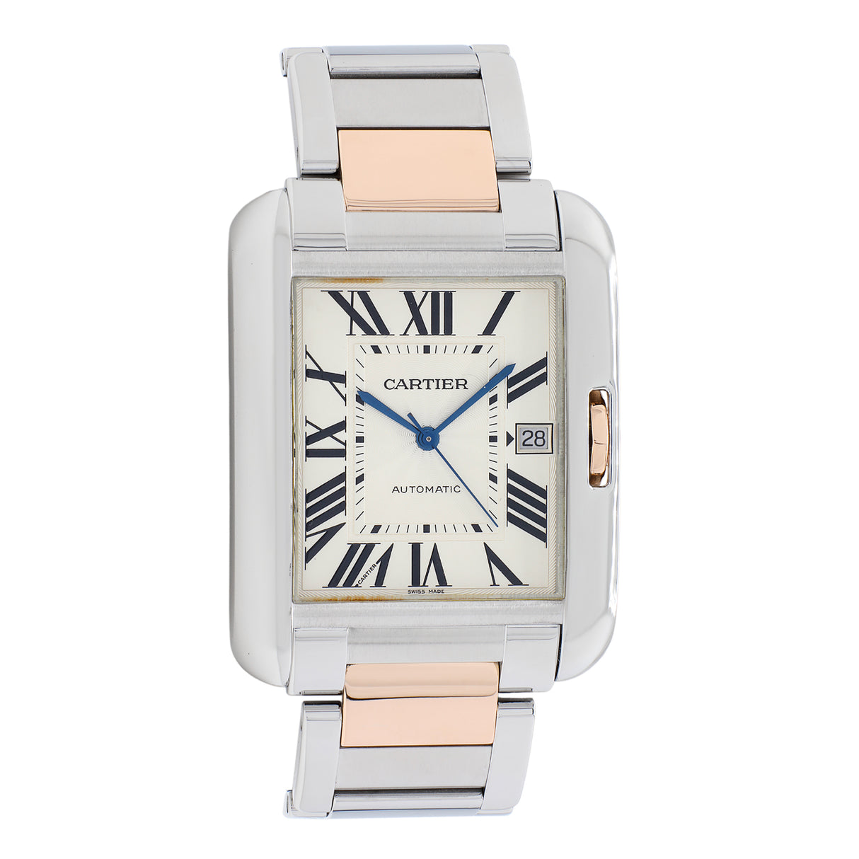 Cartier Stainless Steel 18K Rose Gold Tank Anglaise XL W5310006