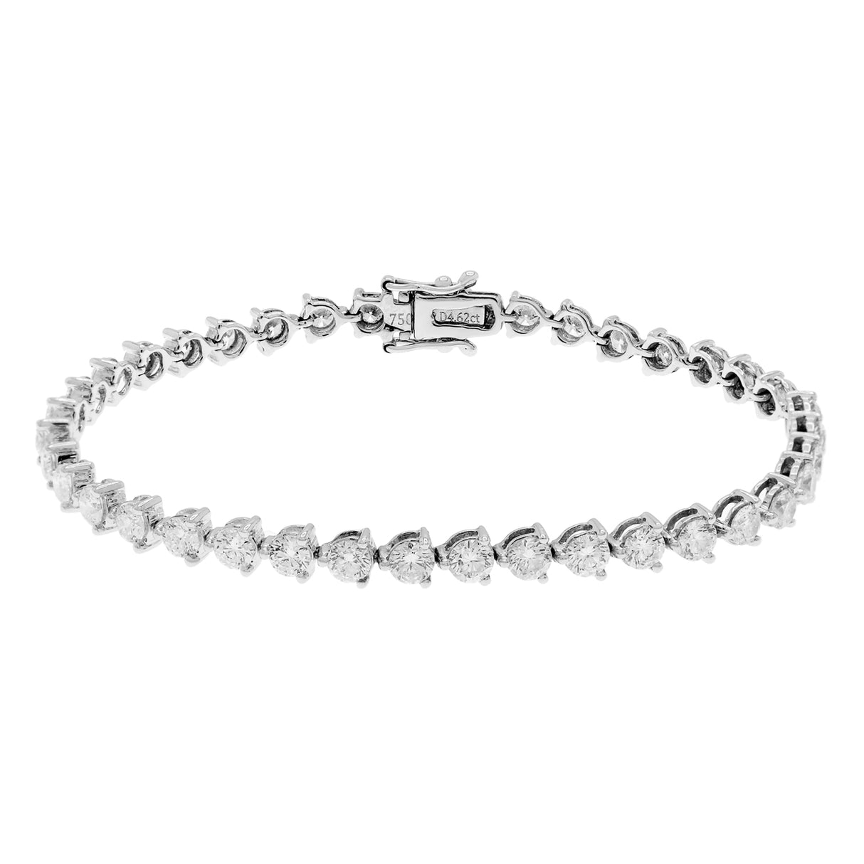 18K White Gold 4.62 Carat Tennis Bracelet