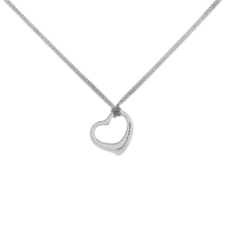 Tiffany & Co. Sterling Silver Open Heart Pendant w/ Mesh Necklace Designer Jewellery Tiffany and Co