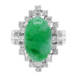 14K White Gold Cabochon Jadeite Diamond Ring Fine Jewellery Modaselle