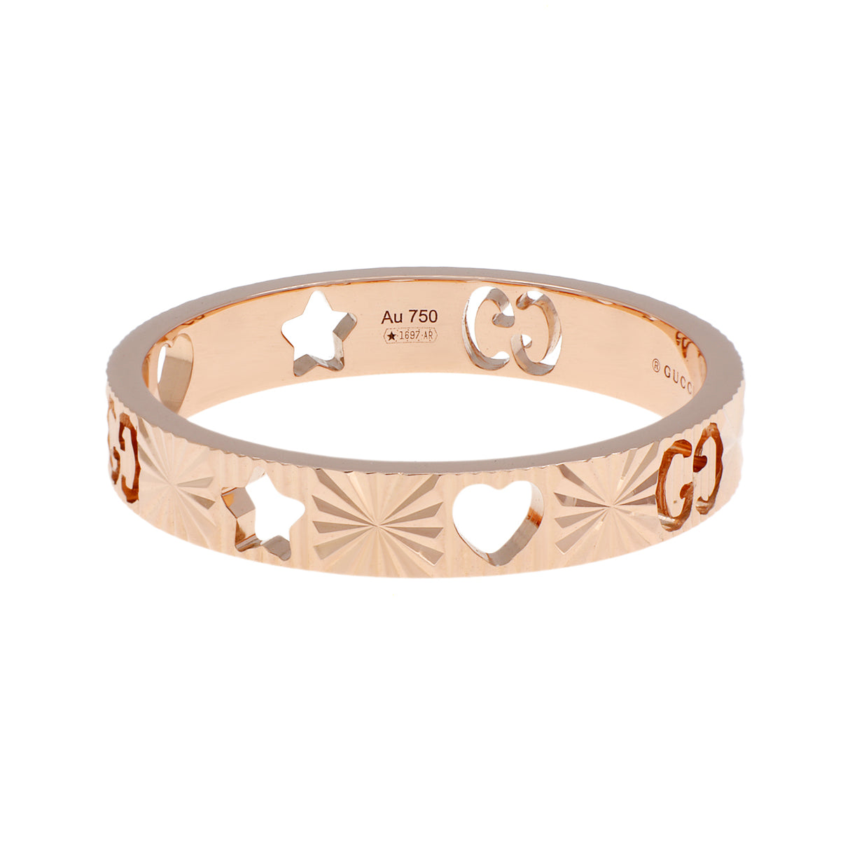 Gucci 18K Rose Gold Icon Heart Band Ring Designer Jewellery Gucci