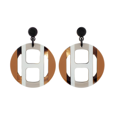 Hermes Lacquered Horn H Equipe Earrings Designer Jewellery Hermes