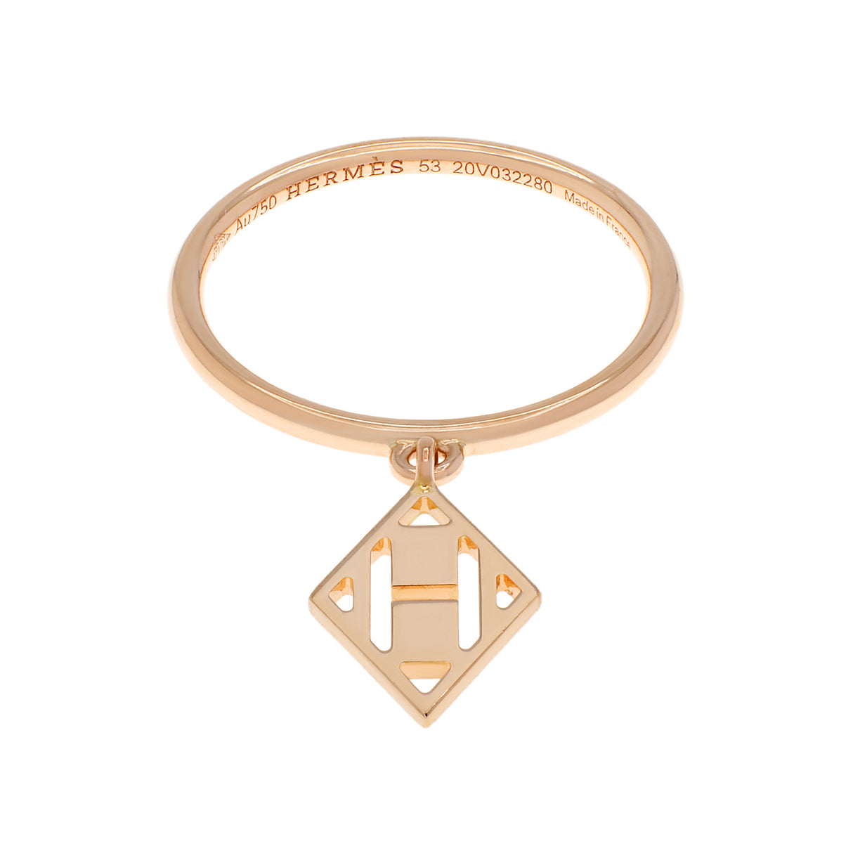 Hermes 18K Rose Gold Gambade H Ring Designer Jewellery Hermes