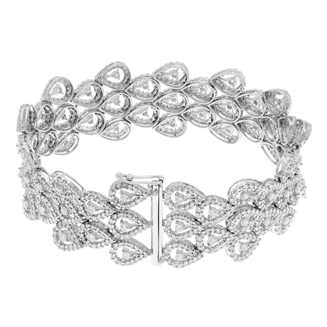 18K White Gold 6.98 Carat Pear Cluster Diamond Bracelet