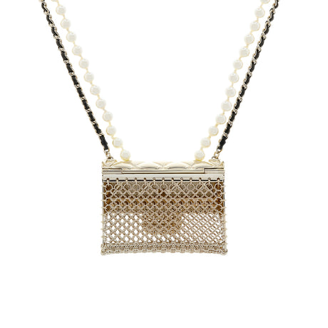 Chanel Metal Lambskin Pearl Chain Flap Bag Long Necklace Designer Jewellery Chanel