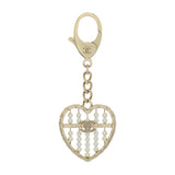 Chanel Crystal Pearl Heart Bag Charm Keychain Accessories Chanel