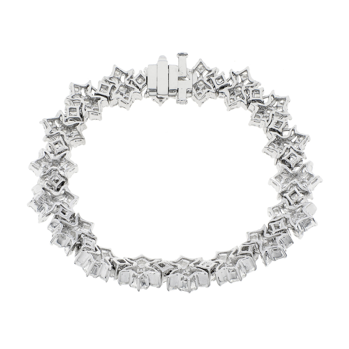 18K White Gold 13.22 Carat Diamond Quatrefoil Bracelet Fine Jewellery Modaselle