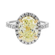 18K White Gold 3.26 Carat Oval Fancy Yellow Diamond Halo Ring Fine Jewellery Modaselle