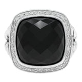 David Yurman Sterling Silver Onyx Diamond 14mm Albion Ring