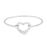 Tiffany & Co. Sterling Silver Diamond Elsa Peretti Open Heart Bangle Designer Jewellery Tiffany and Co