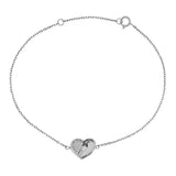 18K White Gold Diamond Heart Bracelet