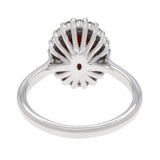 18K White Gold Cabochon Coral Halo Diamond Ring Fine Jewellery Modaselle