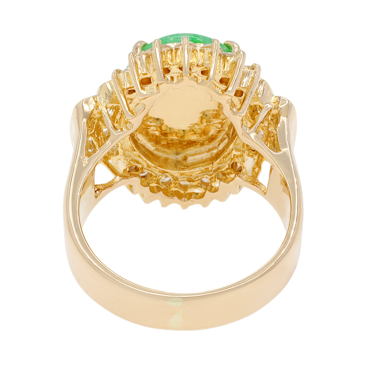 14K Yellow Gold Cabochon Jadeite Diamond Ring Fine Jewellery Modaselle