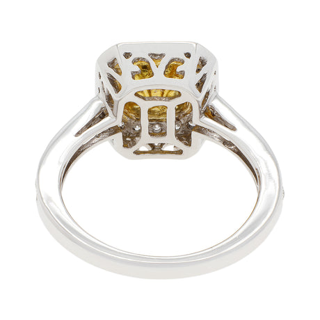 18K White Gold 0.78 Carat Fancy Intense Yellow Diamond Octagonal Ring Fine Jewellery Modaselle