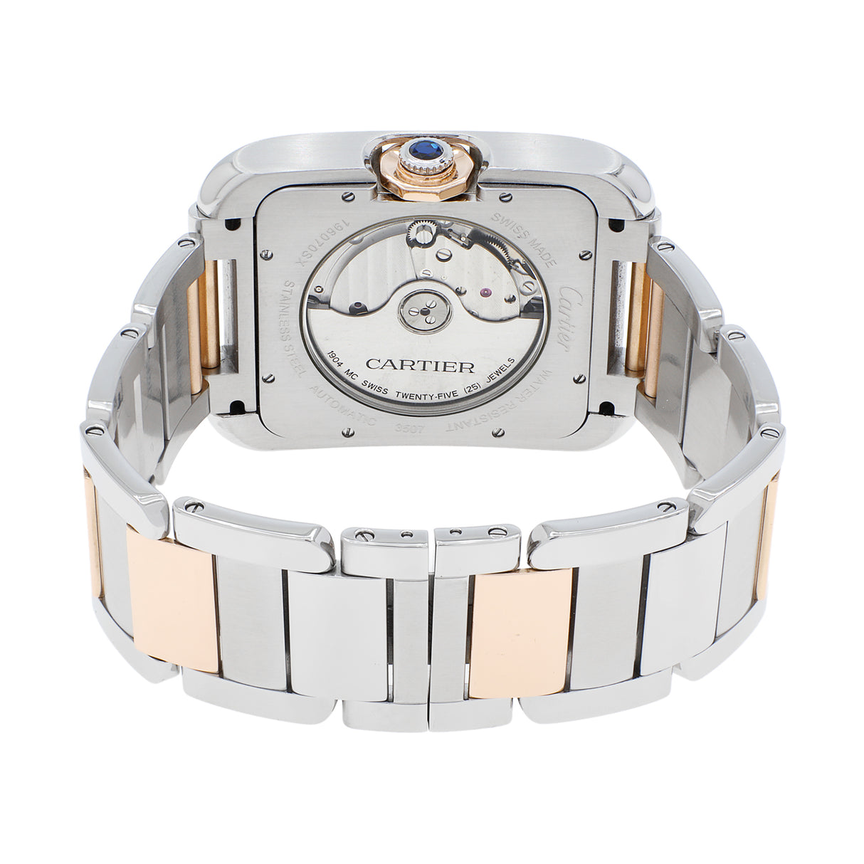 Cartier Stainless Steel 18K Rose Gold Tank Anglaise XL W5310006