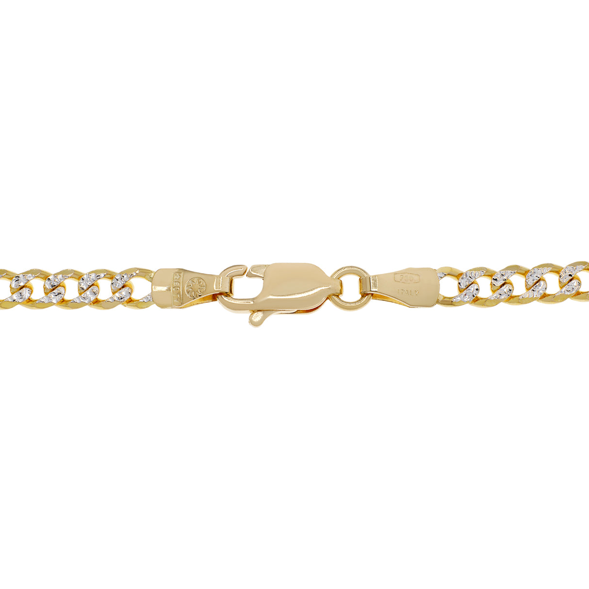 18K Yellow/White Gold Italian Curb Bracelet Fine Jewellery Modaselle