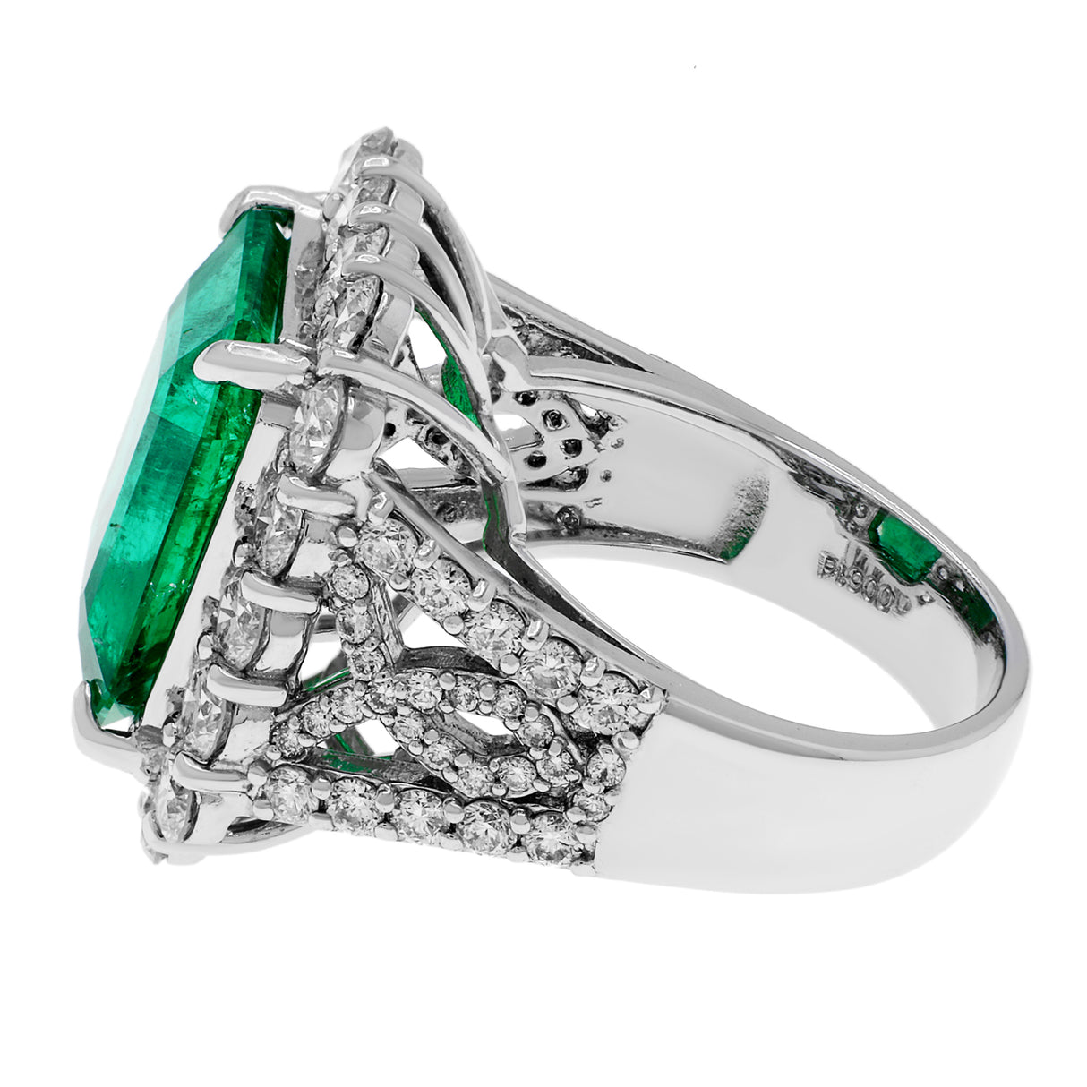 Platinum 7.54 Carat Emerald Diamond Ring