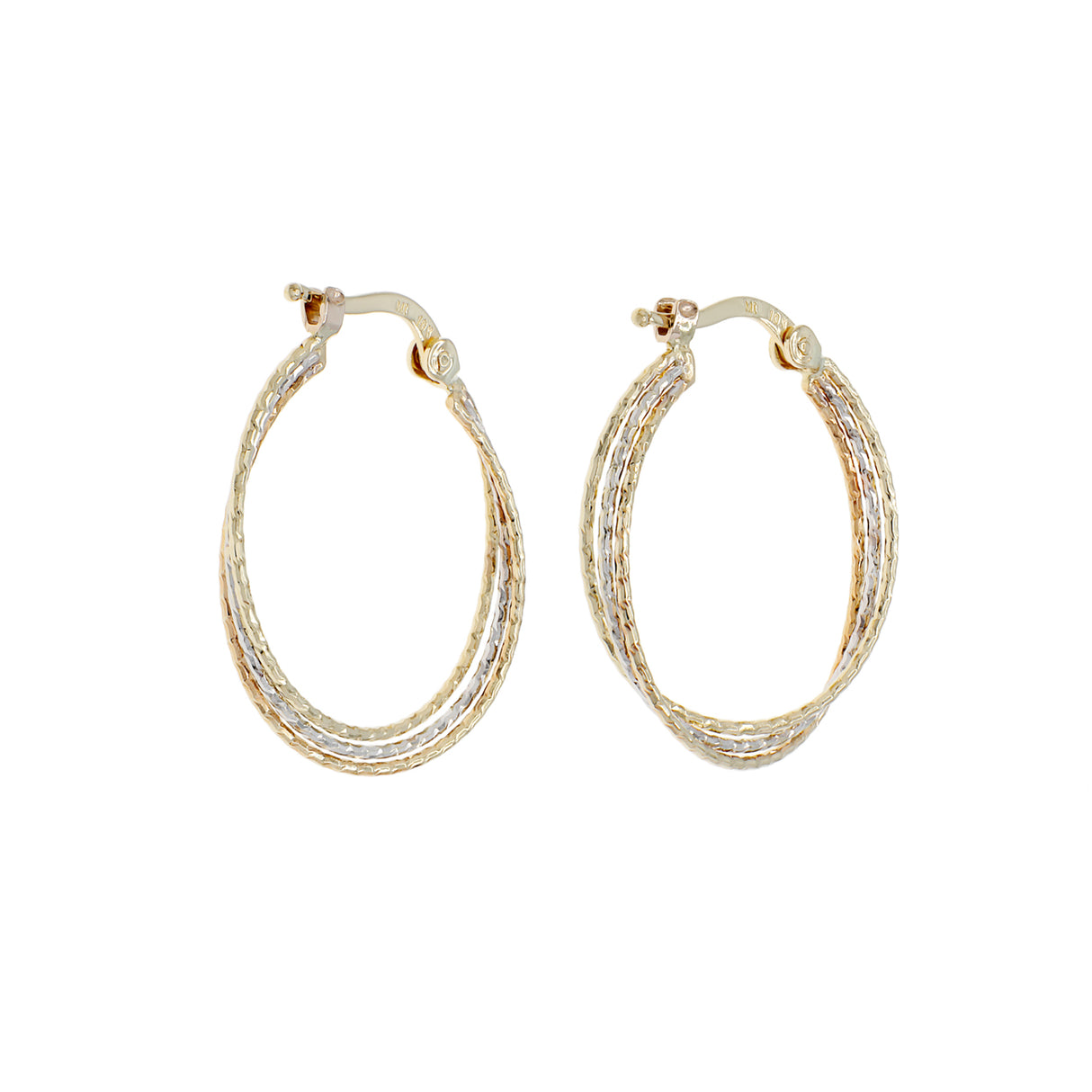 10K Tri-Gold Hoop Earrings