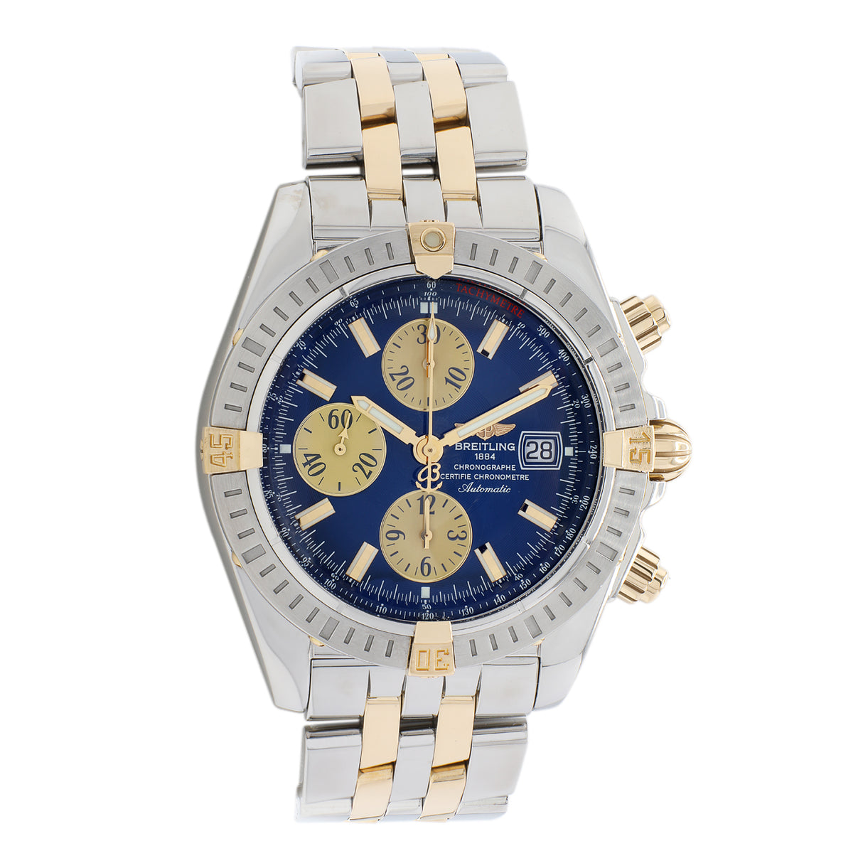 Breitling Stainless Steel 18K Yellow Gold Chronomat Evolution B13356