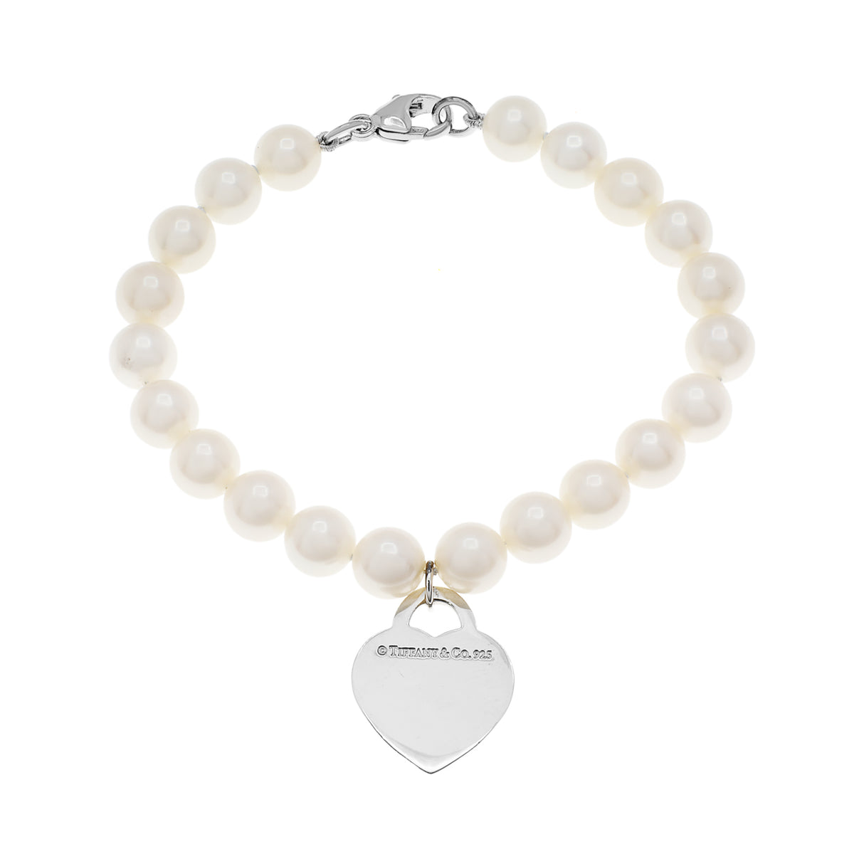 Tiffany Sterling Silver Pearl Return to Tiffany Heart Tag