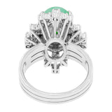 14K White Gold Cabochon Jadeite Diamond Ring Fine Jewellery Modaselle