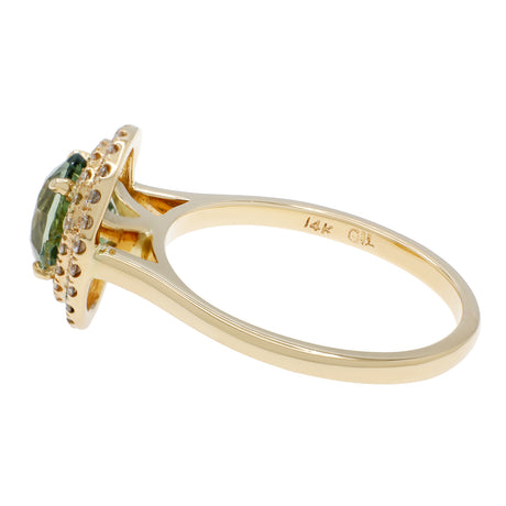 14K Yellow Gold 2.63 Carat Green Sapphire Ring