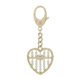 Chanel Crystal Pearl Heart Bag Charm Keychain Accessories Chanel
