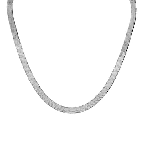 18K White Gold Flat Herringbone Chain Fine Jewellery Modaselle