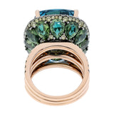 18K Rose Gold 23.46 Carat Blue Topaz Zorab Cocktail Ring Fine Jewellery Modaselle