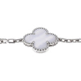 Van Cleef & Arpels 18K White Gold Chalcedony 5 Motifs Vintage Alhambra Bracelet Designer Jewellery Van Cleef and Arpels