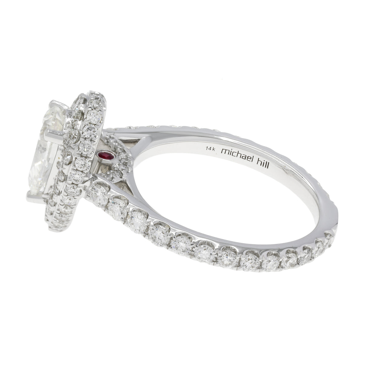 14K White Gold 1.23 Carat Pear Diamond Halo Ring Fine Jewellery Modaselle