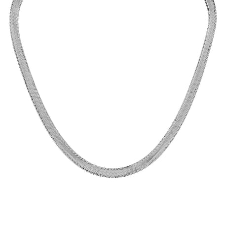 18K White Gold Flat Herringbone Chain Fine Jewellery Modaselle