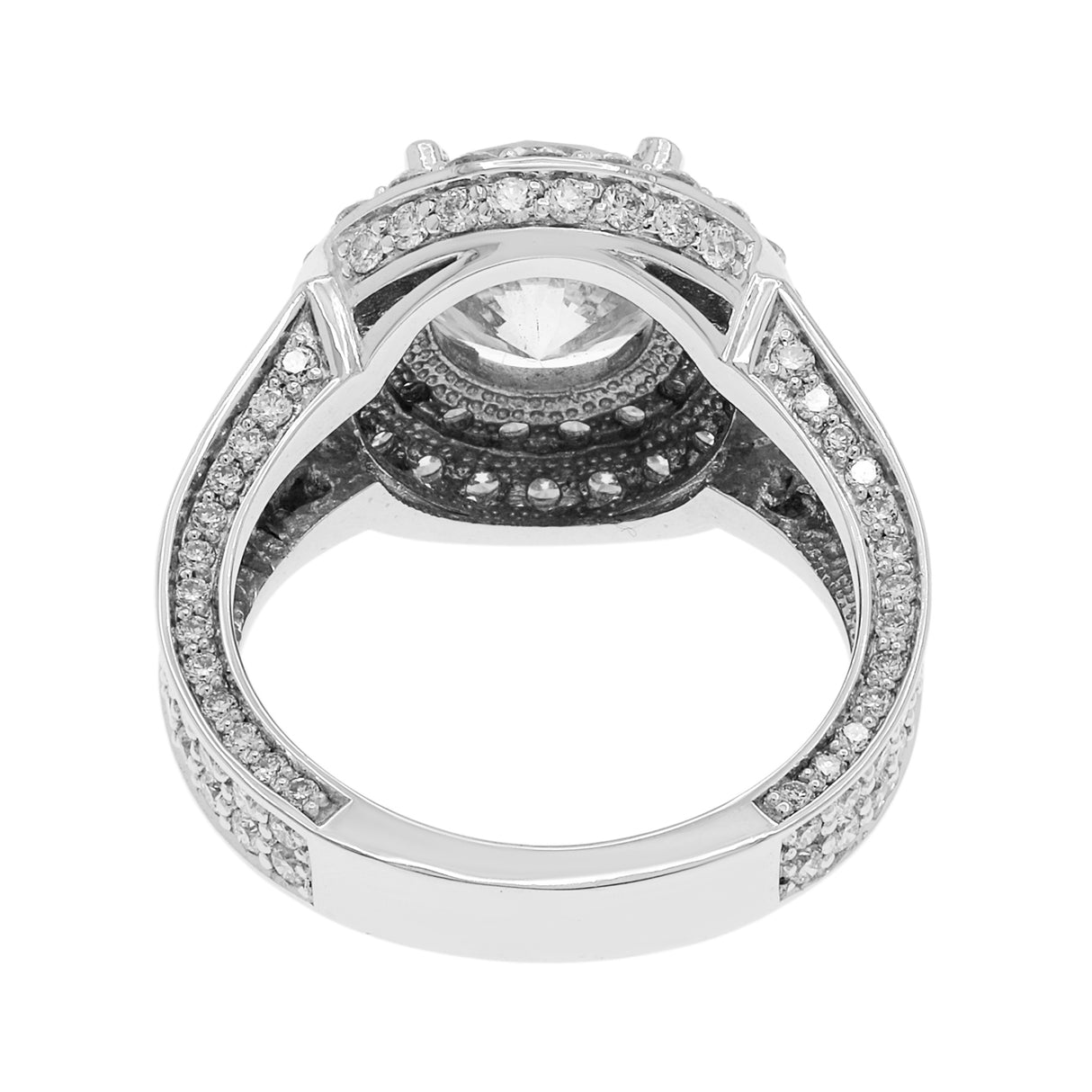 18K White Gold 2.82 Carat Diamond Double Halo Ring Fine Jewellery Modaselle