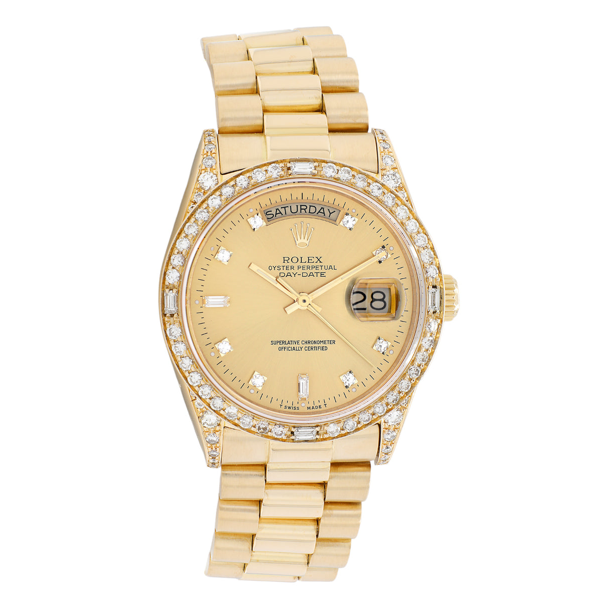 Rolex 18K Yellow Gold Diamond Day-Date President 18038 Watches Rolex