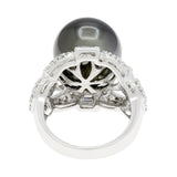18K White Gold 12.58mm Tahitian Pearl Diamond Ring Fine Jewellery Modaselle